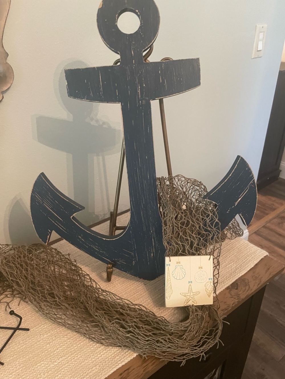 Rustic Navy Anchor Wall Decor - Coastal Accent